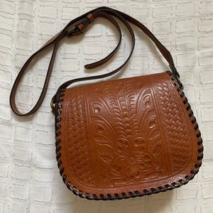 Patricia Nash Metauro Tooled Leather Saddle bag